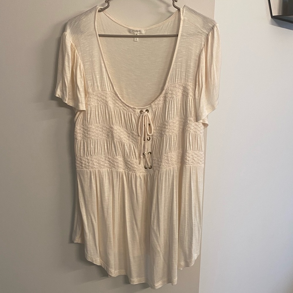 Maurices Embroidered Cream Top